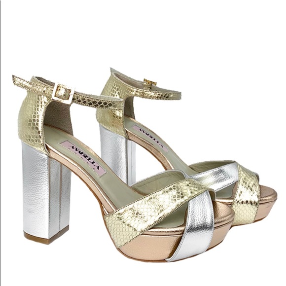 Anabella by Rossy Sanchez metallic platform heels - Picture 2 of 9
